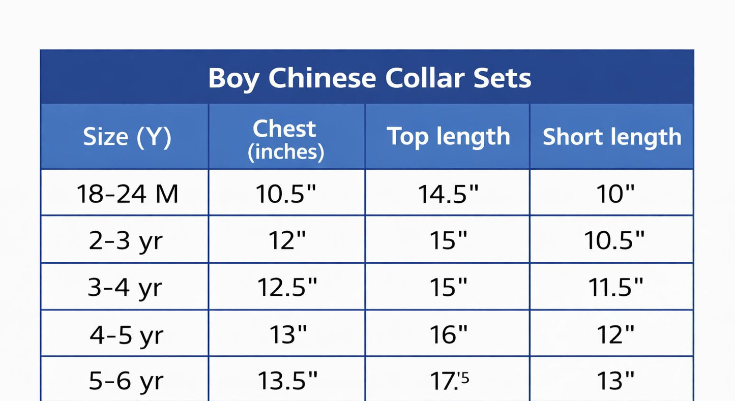 Chinese Collar Boy Cord Sets