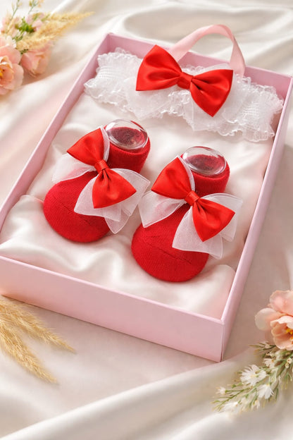 Korean Bow Hairband and Socks (0-6 Months) – Girls