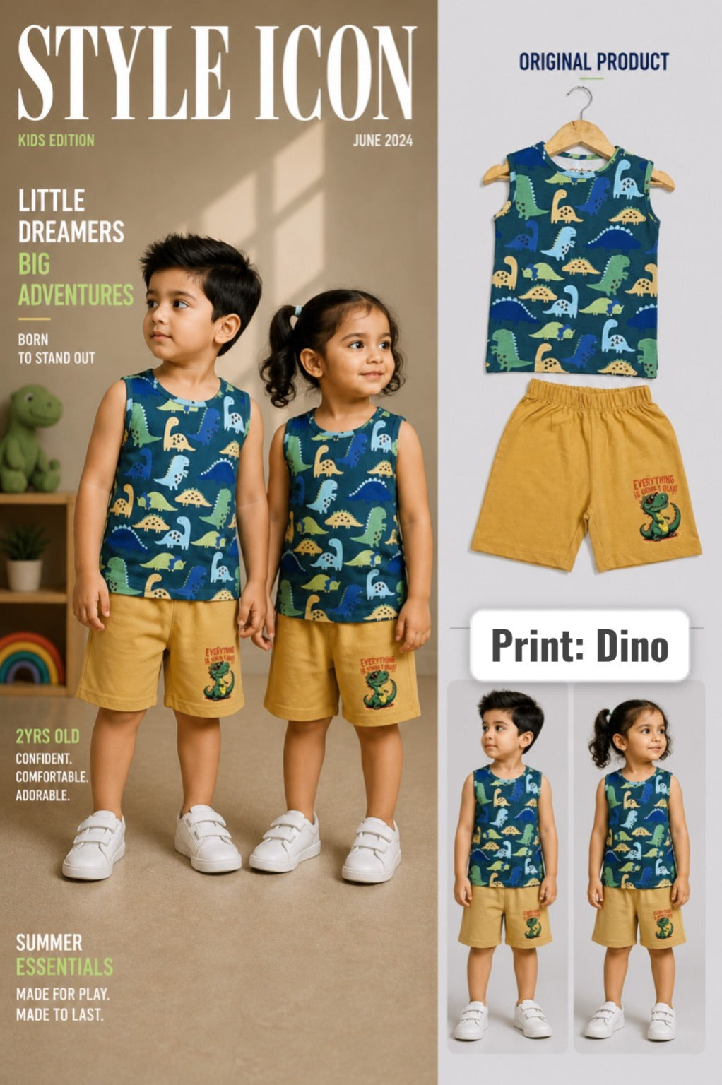 Summer Sleeveless Unisex Coords | 1-3yrs| Soft and breathable Fabric | Best Buy