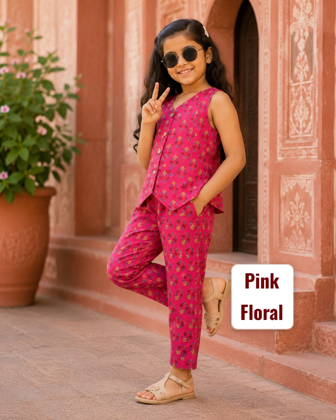 Stylish W-Cut Indo western cotton Coords 2yts to 9yrs