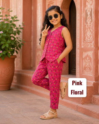 Stylish W-Cut Indo western cotton Coords 2yts to 9yrs