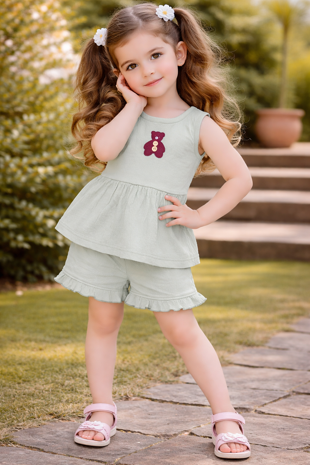 Berry Bubble Coord Set for Girls |Textured Soft Bubble Fabric | 1-5 Years