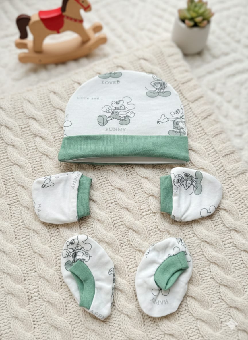Caps, Mittens and Bootie Sets (0-6 Months) – Unisex
