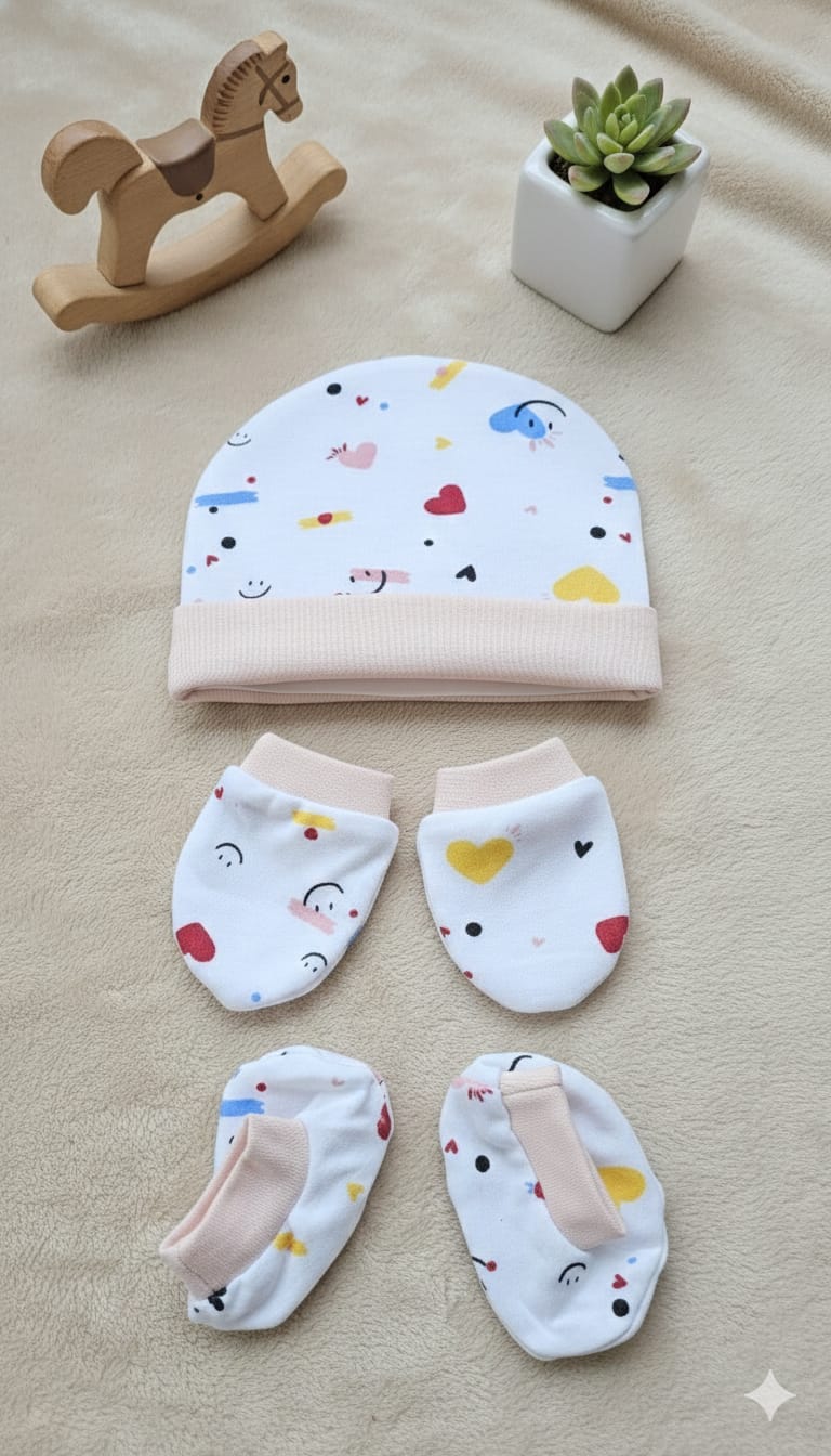 Caps, Mittens and Bootie Sets (0-6 Months) – Unisex