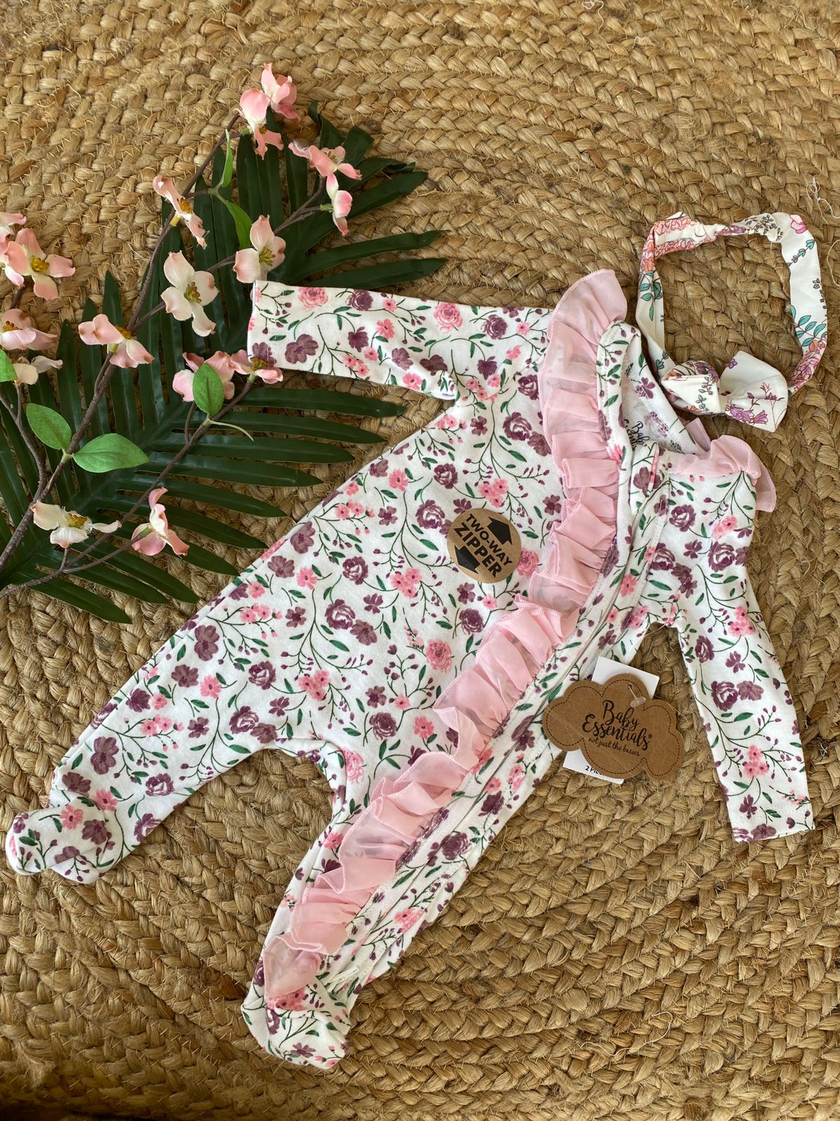 Newborn Baby Romper with Head Band – Girls
