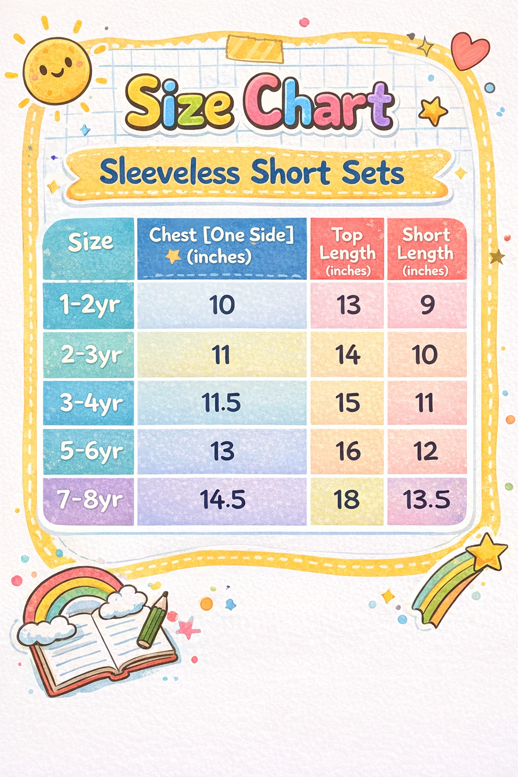 Sleeveless Coords unisex (1 to 8yrs)