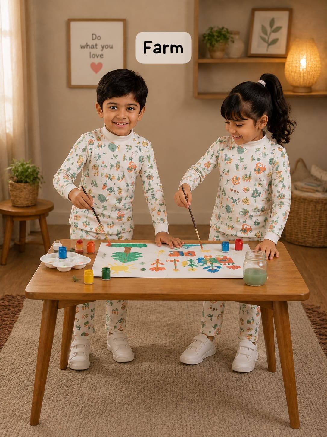High Collar Neck Pant Sets for 2yrs -5yrs| Soft Ribbed Cotton