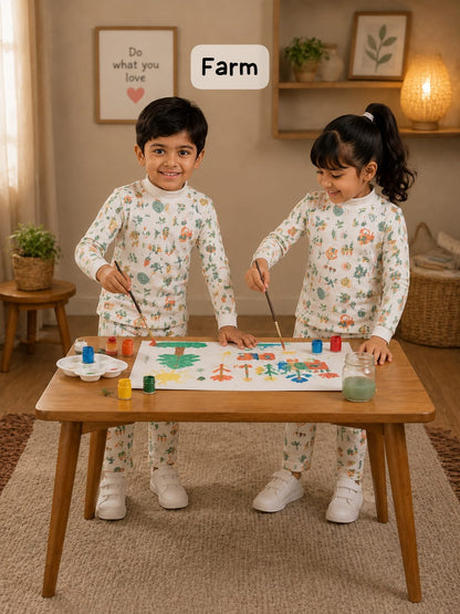 High Collar Neck Pant Sets for 2yrs -5yrs| Soft Ribbed Cotton