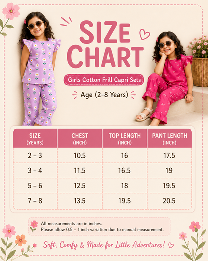 Cotton Frill Capri Sets for 2yrs to 7yrs
