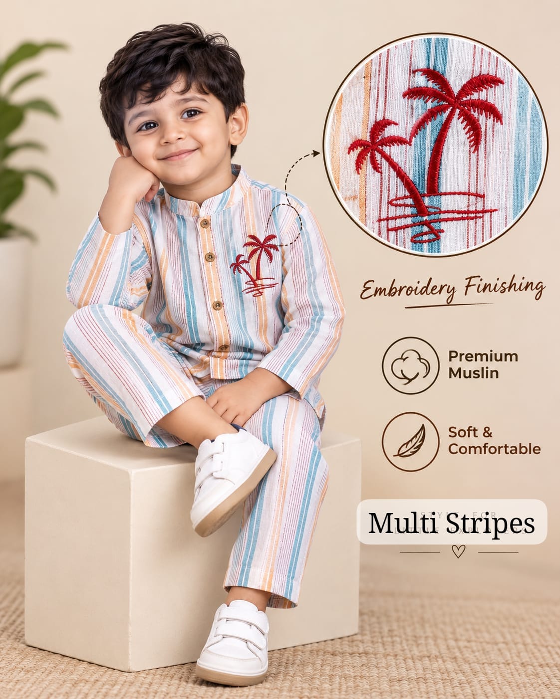 Premium Muslin Embroidered Pant Sets for 2-7yrs