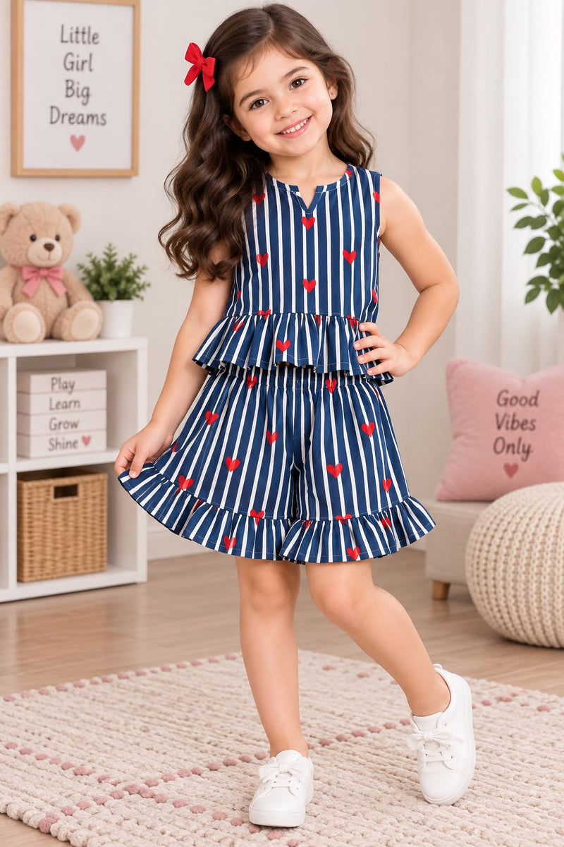 Cotton Frill Short Sets, sleeveless,1 year To 8 Years, Trendy Sets