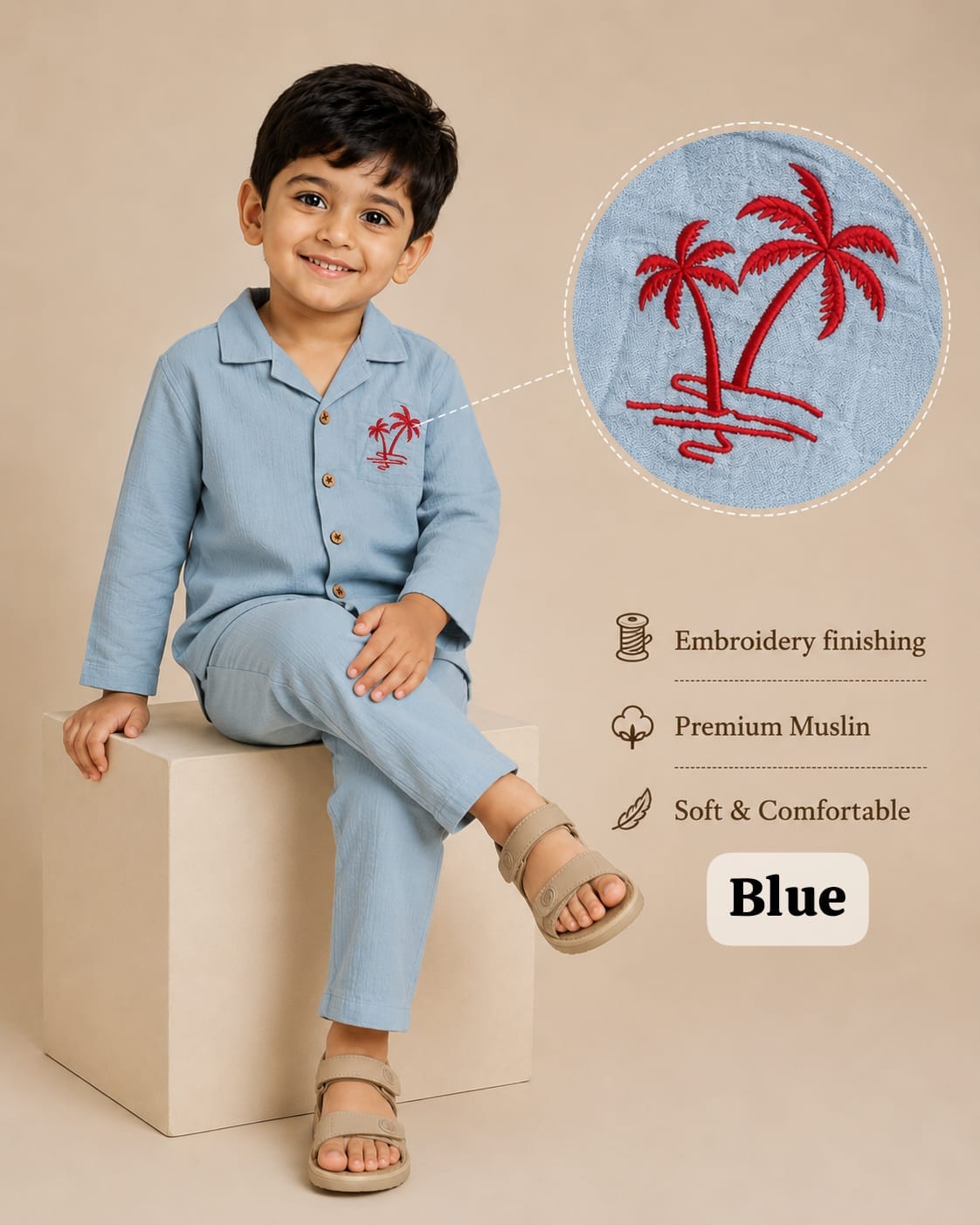 Premium Muslin Embroidered Pant Sets for 2-7yrs