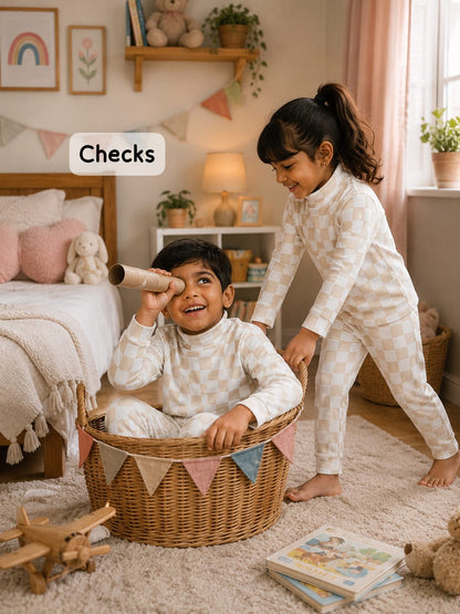 High Collar Neck Pant Sets for 2yrs -5yrs| Soft Ribbed Cotton
