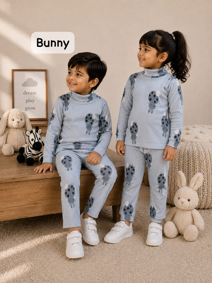 High Collar Neck Pant Sets for 2yrs -5yrs| Soft Ribbed Cotton