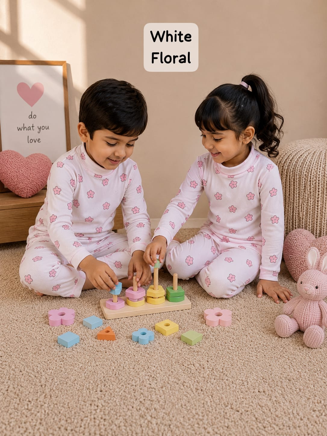 High Collar Neck Pant Sets for 2yrs -5yrs| Soft Ribbed Cotton