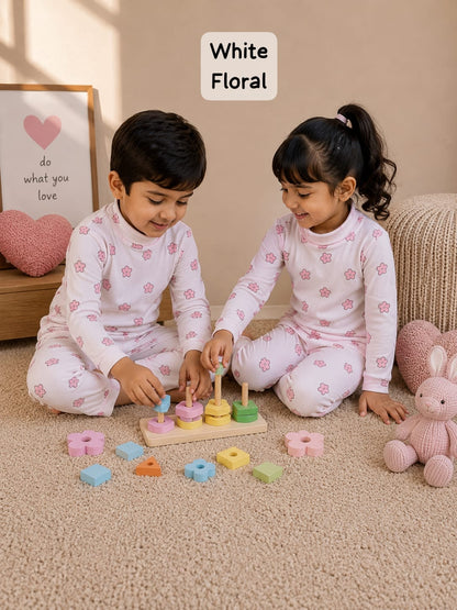 High Collar Neck Pant Sets for 2yrs -5yrs| Soft Ribbed Cotton