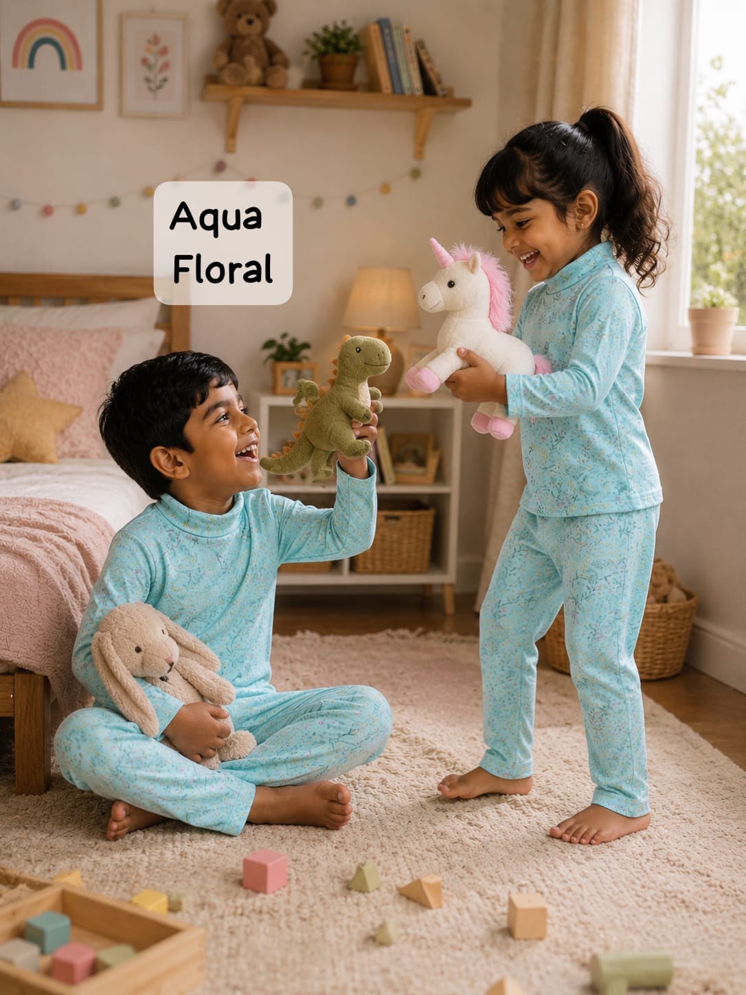 High Collar Neck Pant Sets for 2yrs -5yrs| Soft Ribbed Cotton