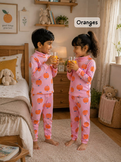 High Collar Neck Pant Sets for 2yrs -5yrs| Soft Ribbed Cotton