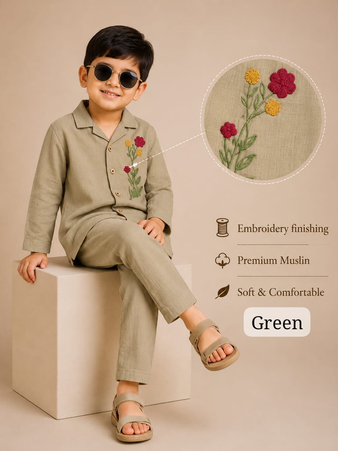 Premium Muslin Embroidered Pant Sets for 2-7yrs