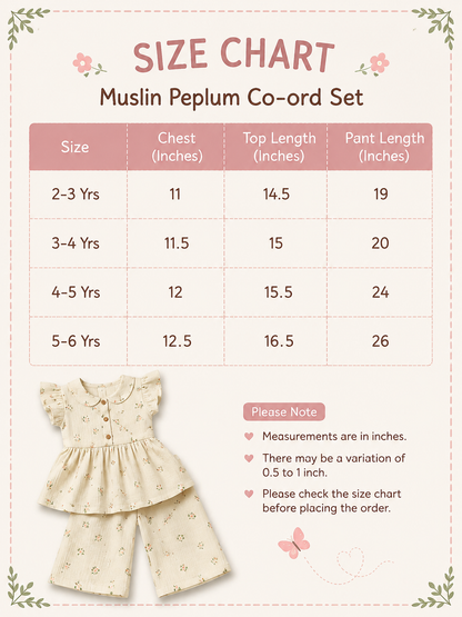 Muslin Peplum Coords for 2yrs to 5yrs