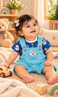 🧸 Little Cutie Dungaree Set, Soft And Premium Quality, For 0 To 18 Months , Unisex