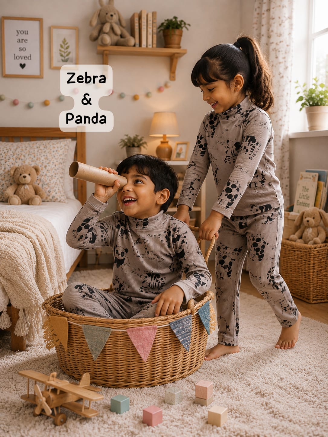 High Collar Neck Pant Sets for 2yrs -5yrs| Soft Ribbed Cotton