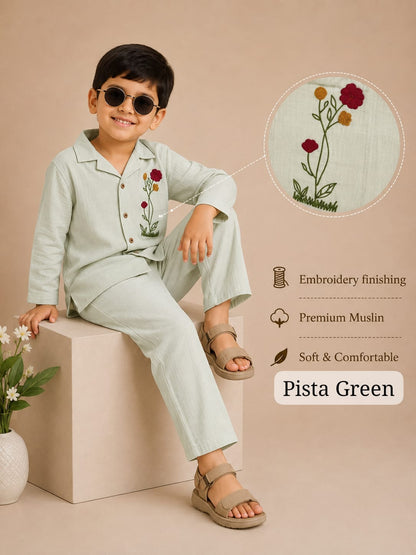 Premium Muslin Embroidered Pant Sets for 2-7yrs